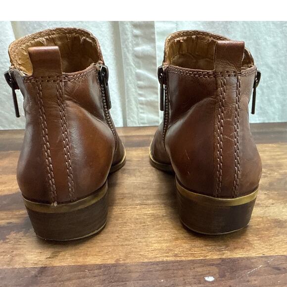 Fossil Basel Leather Ankle Boots Bootie Women's Size 6 1/2 Toffee Side Zipper - Picture 6 of 14